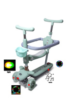 Самокат 5 в 1 Baq Мятный с Бортиком, Подсветкой и Музыкой
