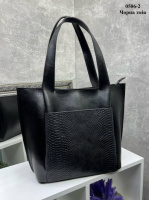 Чорна — зміїний принт - формат А4 - елегантна, стильна та оригінальна сумка на блискавці (0506-2)