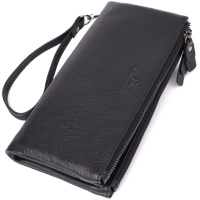 Практичный кожаный кошелек на три отделения ST Leather 23111 Черный