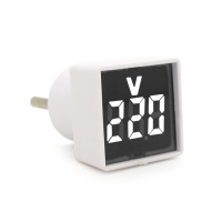 Цифровой вольтметр в розетку LED-102W, диапазон измерений 50-380V, White, 30х30х52мм