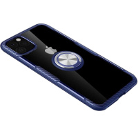 TPU + PC чохол Deen CrystalRing for Magnet (opp) для Apple iPhone 11 Pro Max (Безбарвний / Темно-синій) - купити в SmartEra.ua