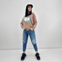 Жіночий світшот з анімалістичним принтом «Wild» оптом | Норма | Розпродаж моделі Капучіно, 42-44