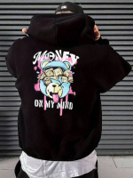 Худі чорне з ДТФ (оверсайз) | 66-471