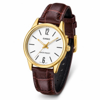 Жіночий годинник Casio LTP-V005GL-7B — Класична модель з золотистим корпусом та шкіряним ремінцем