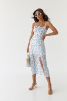 Сарафан міді з куліскою на грудях ModaWay — білий колір, XL (є розміри)