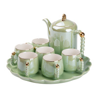 Чайний сервіз керамічний на 6 персон 8 предметів, зелений