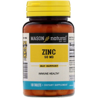 Цинк 50 мг, Zinc, Mason Natural, 100 таблеток