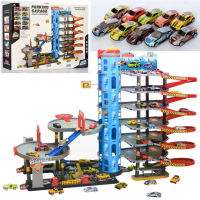 Дитячий гараж-парковка, 7 поверхів, висота 92 см, ліфт, 10 машинок (6 см), заправка.