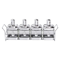 Набор банок для сыпучих продуктов 4 штуки 350 мл стеклянные на подставке HP-1340