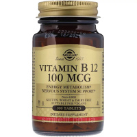 Вітамін В12 (Ціанокобаламін), 100 мкг, Vitamin B12, Solgar, 100 таблеток