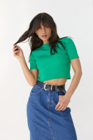 Коротка футболка в рубчик — зелений колір, L (є розміри)