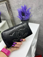 АКЦІЯ! Натуральна шкіра. На блискавці - стильний, великий гаманець з аплікацією - 20х10 см (1405)