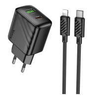 Мережевий Зарядний Пристрій Hoco CS25A 1USB-C/1USB PD/QC 20W+Type-C to Lightning