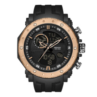Чоловічий спортивний годинник Sanda 6012 Black-Rose Gold з комбінованим циферблатом та захистом 5 ATM