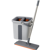 Телескопическая швабра с плоской насадкой ведро с двумя секциями для мытья пола и отжима, комплект для уборки HP-35015-20