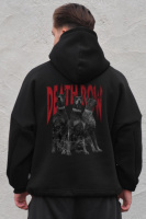 Оверсайз худі толстовка на флісі з капюшоном та принтом Without Deathrow Black