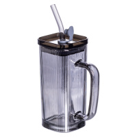 Кружка стеклянная с крышкой и трубочкой 280 (мл) чашка с трубочкой и крышкой  на подарок HP-19-52
