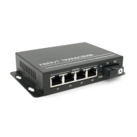 4х портовый медиаконвертор ONV-0110S-SCX-S4-A, 4*100М RJ45 + 1*SC порт ( single mode single fiber,1310/1550nm, 20km )