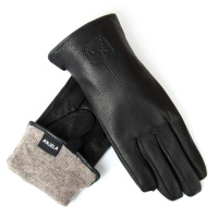 PODIUM Перчатка Женская кожа-олень S-002 black шерсть