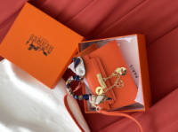 Сумка Hermes Kelly з хустинкою помаранчевий