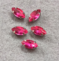 Страз(стекло) в оправе/ 5×10мм/ малиновый/ 5 шт