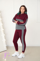 Повсякденний жіночий костюм із трикотажу «Flex» оптом | Батал | Розпродаж моделі Марсала, 50-52