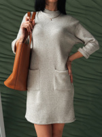 Тепла сукня з двосторонньої ангори «Debra» оптом | Батал Бежевий, 50-52