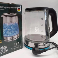 Чайник электрический стеклянный электрочайник с LED подсветкой Rainberg RB-2262 2л 2200Вт