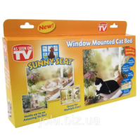Оконная лежанка для кошки Sunny Seat Window - гамак на стекло с присосками, спальное место для кота 51×25 см