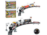 Розвиваюча іграшка дитяча Залізниця локомотив, 2 вагони, знаки, 2 види, муз., світло JHX6673-75