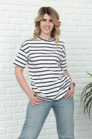 Подовжена футболка в смужку «Modis» оптом від виробника | Норма і батал Чорний, 50-52