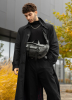 Велика чоловіча поясна сумка бананка високої якості українського виробництва- графітова