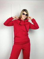 Жіночий спортивний костюм на флісі «Impuls» оптом | Батал | Розпродаж моделі Червоний, 54-56