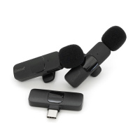 Петличный беспроводной микрофон BOYA BY-MW3(2шт), разъем Type-C, встроенный аккумулятор 80 mAh, Black, Box