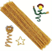 Синельная проволока с люрексом / 30 см / 5 мм / 1шт / золотой