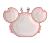 Тарелка детская на присоске на 3 секции Краб 6880 15х23 см розовая