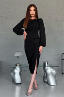 Коктейльна Сукня Волани Розріз 23078 Чорна