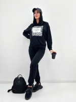 Трикотажний спортивний костюм з принтом «Condor» оптом | Батал | Розпродаж моделі Чорний + чорний, 54-56