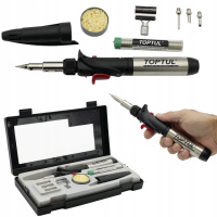 Паяльник газовый 150W с комплектом насадок 8ед. TOPTUL EGAE0801