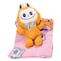 Детская мягкая игрушка Лабубу с пледом 54 см плюшевая Жёлтая ТМ COLORFUL HOME LAB3Y