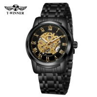 Чоловічий механічний годинник Forsining 8250 All Black Steel з автопідзаводом та сталевим браслетом