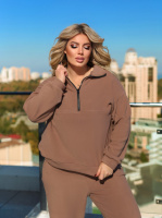 Спортивний костюм на флісі жіночий «Real» | Норма та батал Кпачино, 54-56