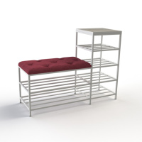 Банкетка для обуви Барселона-1 100см велюр красный/дуб платиновый 4-2-9003