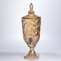 Лимонадниця з краном скляна 3 л диспенсер для напоїв лимонадник із краном Золотистий HP-19-308