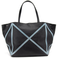 Шкіряний жіночий шоппер з акцентними блакитними швами 74835ABL-FL