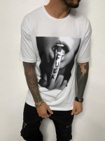 Біла чоловіча футболка з ДТФ принтом (оверсайз)