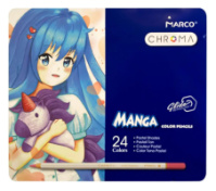 Олівці кольорові Marco Chroma Manga пастельні 24 кольору в метал. кейсі