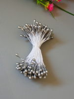 Тычинка 3 мм / серебро / 95-98 шт / глянец двусторонняя