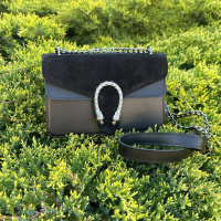 Замшевая женская мини сумочка клатч с подковой в стиле Гучи, мини сумка на цепочке из натуральной замши