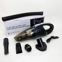 Потужний бездротовий пилосос автомобільний для сухого та вологого прибирання в машині та будинку +5 насадок